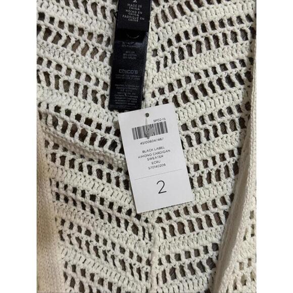 Chicos Beach Boho Quiet Luxury Minimalist Casual Crochet Linen Blend Kimono New - Picture 10 of 12